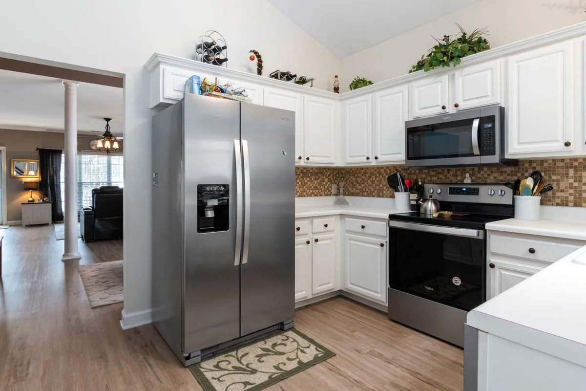 Bright kitchen with stainless steel appliances